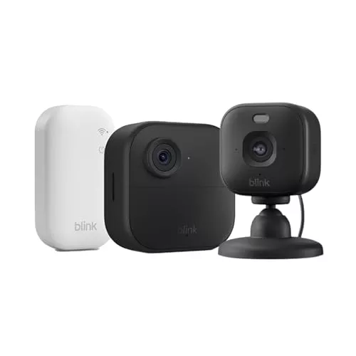 Blink Outdoor 4 Cámara + Blink Mini 2K+ Cámara (Negro), Sync Module Core incluido