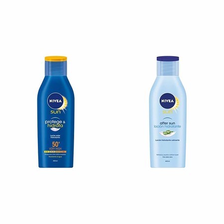 Oferta flash en el lote de Nivea Sun compuesto de crema solar hidratante FP50 400 ml y after sun 400 ml: cuesta 13,99 euros