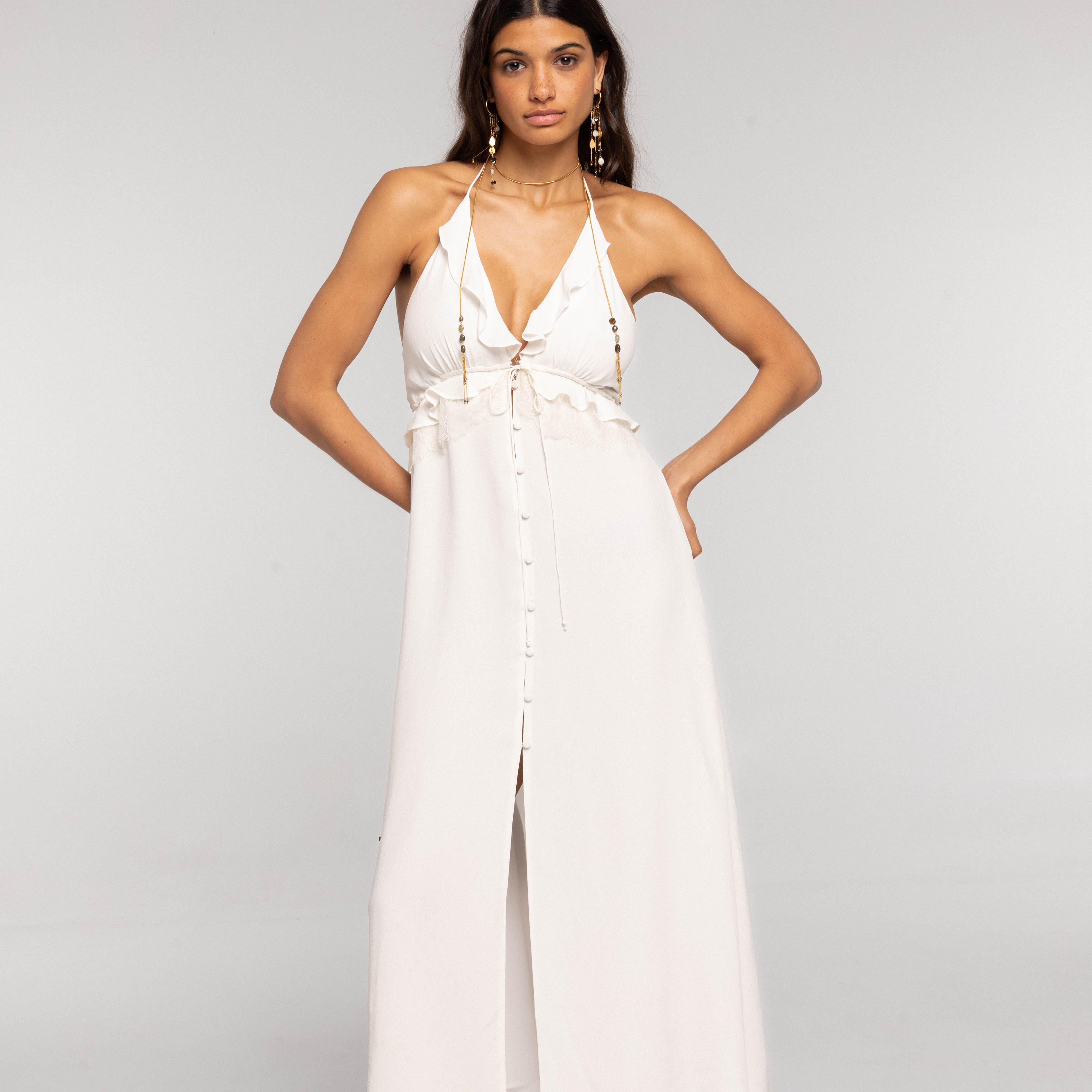 Vestido de tirantes multiposición de mujer Beige The-Are