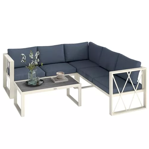 Outsunny Conjunto de Muebles Jardín Exterior de 4 Piezas Sofá Exterior 