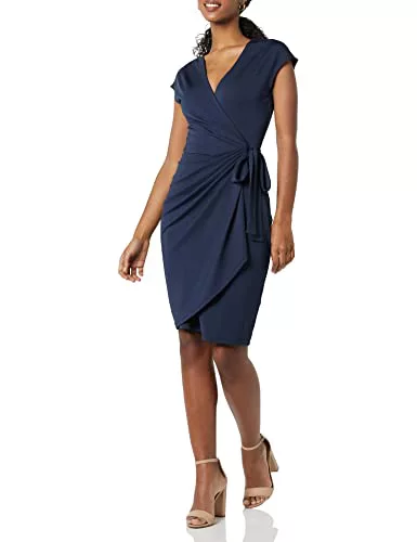 Amazon Essentials Vestido Cruzado clásico con Mangas Casquillo 