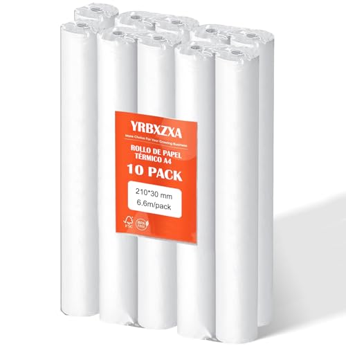 YRBXZXA Papel Impresora Portátil, 210 * 30mm (10 Rollos)