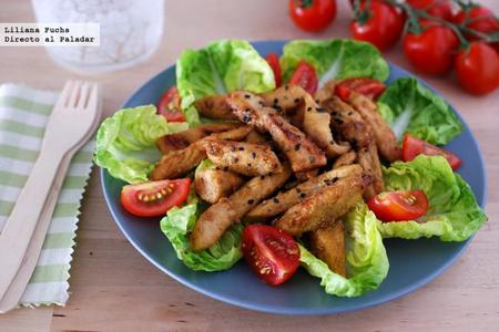 Ensalada de pollo a la naranja agridulce. Receta