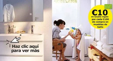 10 euros gratis en tarjeta regalo por cada compra de 100 en la sección de baño de Ikea