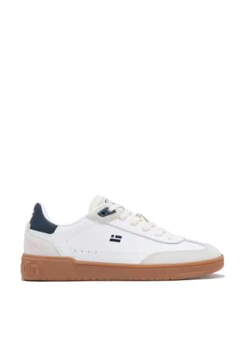D.Franklin Zapatillas Bajas Piel Serraje Rebel Basic Flag Blanco - Zapatillas de Vestir Unisex - Moda Casual - Talla (37) - Modelo Flag
