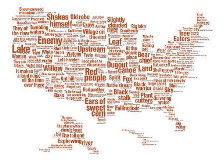 Mapa de los nombres nativos de Estados Unidos