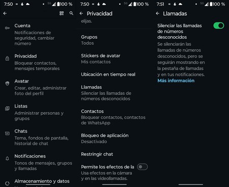silenciar llamadas en Whatsapp