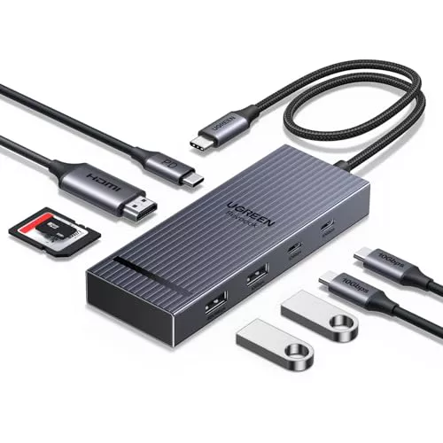 UGREEN Revodok Pro 108 10Gbps Hub USB C HDMI 4K 60Hz Lector de Tarjetas SD TF PD 100W Adaptador Multipuerto 8 en 1 Docking Station USB C Compatible con MacBook iPad Pro Air M4 Surface iPhone 16 UGREEN Revodok Pro 108 10Gbps Hub USB C HDMI 4K 60Hz Lector de Tarjetas SD TF PD 100W Adaptador Multipuerto 8 en 1 Docking Station USB C Compatible con MacBook iPad Pro Air M4 Surface iPhone 16