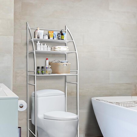 Estantería sobre Inodoro de Metal con 3 baldas para baño | Mueble Organizador Vertical Compacto y Resistente | Ahorra Espacio y ordena Toallas, Papel...