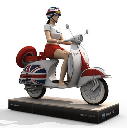 Vespa con chica en recortable