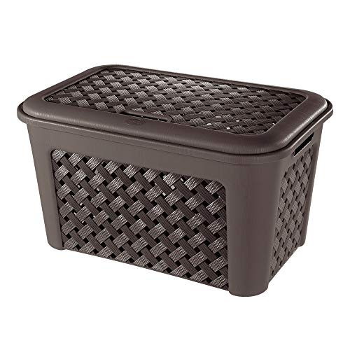 Tontarelli Cesta Arianna con Tapa Modelo Wengé, 48 litros