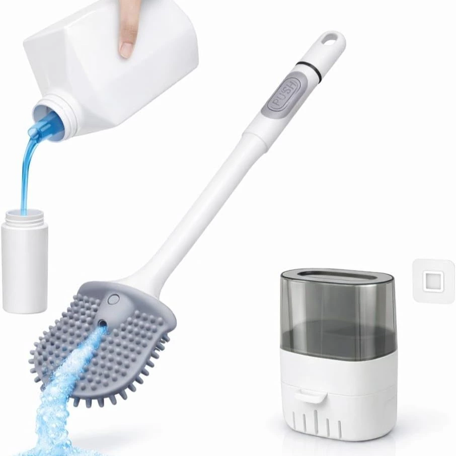 Escobilla de Baño Adhesiva con Dispensador Rellenable de Jabón