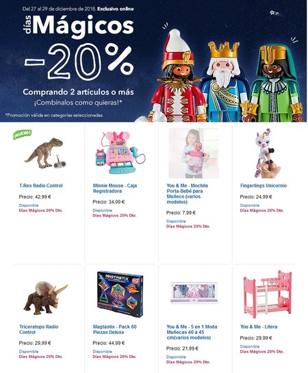 Toys 'r us nos ofrece un 20% de descuento por la compra de dos o más juguetes hasta el 29 de diciembre