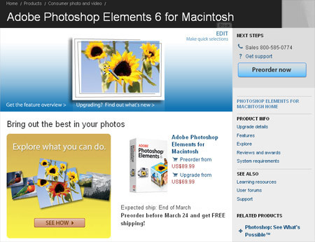 Photoshop Elements 6, disponible para Mac