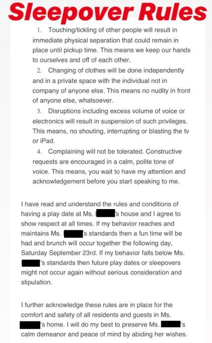 reglas para una fiesta de pijamas