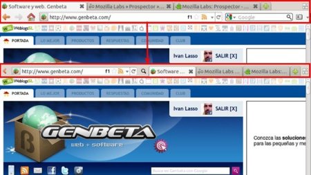 Onliner unifica las barras de direcciones y de pestañas en Firefox