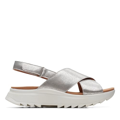 Clarks Dashlite Wish, Sandalia Mujer, Color Plateado