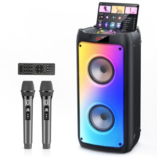 JYX máquina de karaoke con 2 micrófonos inalámbricos 