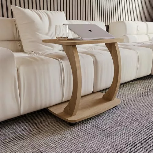 sugodesign Mesa con almacenaje para Sofa en Forma de C en Roble Ahumado  - Arasta