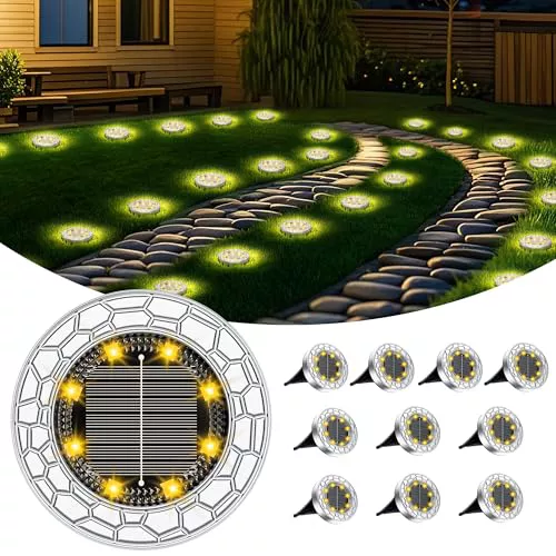 FIFlying 10 Piezas Luces Solares LED Exterior Jardín, 8 LED Luces Solares