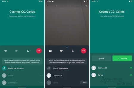 Whatsapp 通話インターフェイス