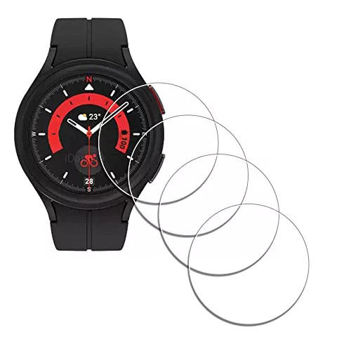 iDaPro Protector de pantalla compatible con Samsung Galaxy Watch 5 Pro 45 mm [4 unidades], vidrio templado, antiarañazos, sin burbujas, fácil instalación
