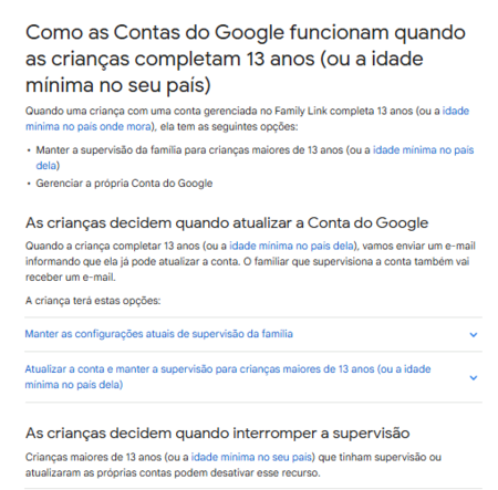 Captura De Tela do Family Link do Google.