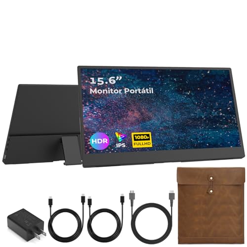 MXNUP Monitor Portatil, 15.6 Pulgadas IPS FHD 1080P/60Hz USB Tipo C 