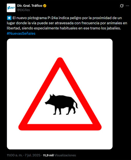 Nueva Señal DGT jabalí
