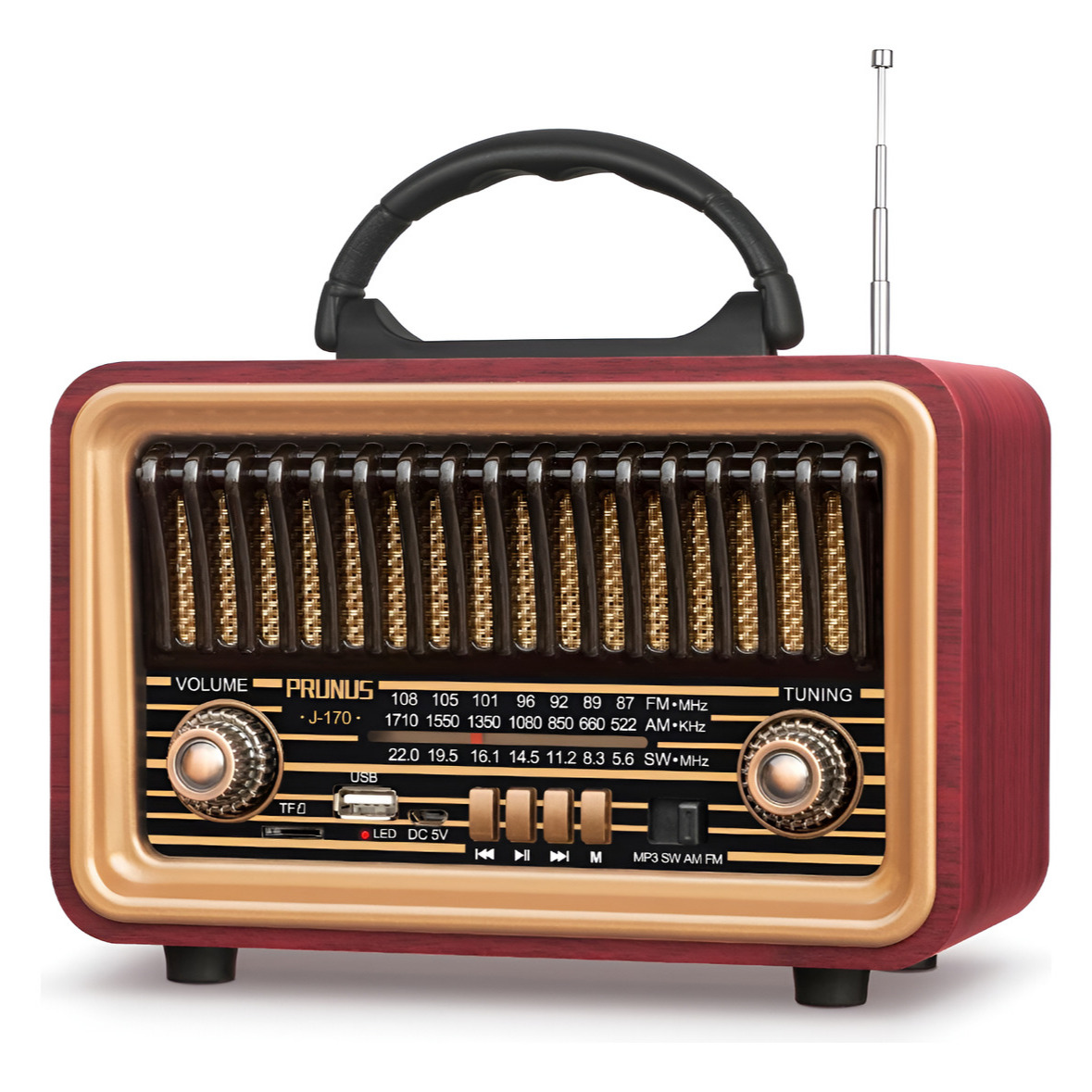 Prunus Radio Bluetooth Retro Con Altavoces De Graves Intenso