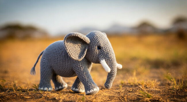 Imagen de un elefante de amigurumi creado con la nueva IA de Google