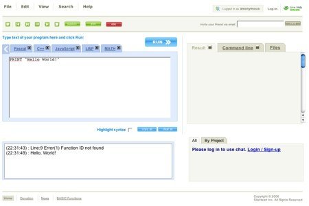 CodeIDE, interface de programación web