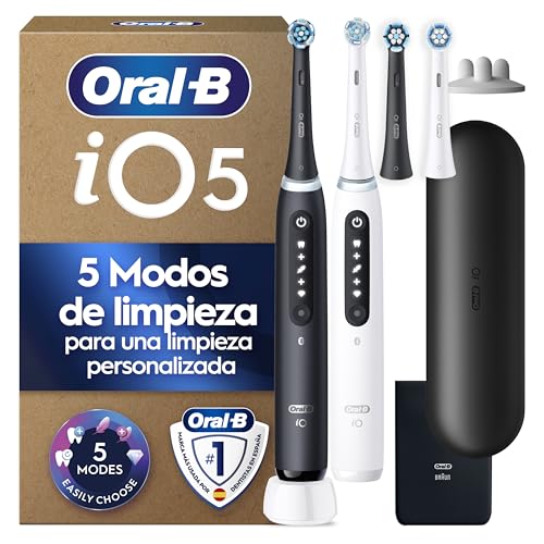 Oral-B iO 5N Cepillos de Dientes Eléctricos, Negro Y Blanco, Pack de 2