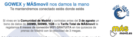 MasMovil regala internet wifi gratuito en Madrid a sus clientes de internet móvil
