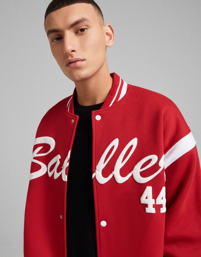 Varsity print bomber jacket