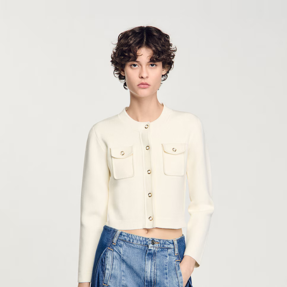 Sandro - Cárdigan de mujer de punto de canalé.