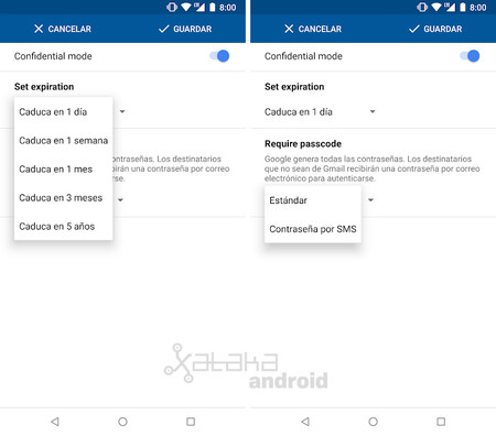 Modo Confidencial Gmail Android
