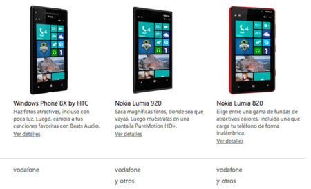 Nokia Lumia 920, Nokia Lumia 820 y HTC 8X llegarán a España de la mano de Vodafone