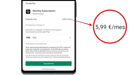 Android アプリまたは iOS で支払った場合の SkyShowtime の料金