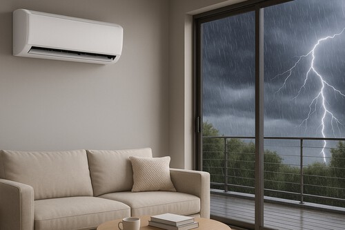aire acondicionado y tormenta