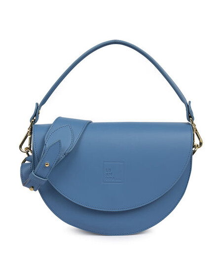 Bolso Saddle Bag De Piel Color Azul Leandra