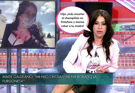 Maite Galdeano acusa en 'Domingo Deluxe' a su hijo, Cristian Suescun, de robarle: "Se está marcando un Kiko Rivera"