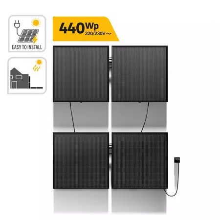 Kit Solar enchufable LEXMAN 4 paneles rígidos 440W para pared/suelo