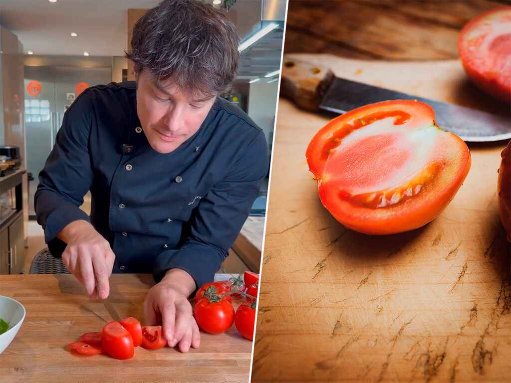 “Parece una tontería, pero el agua de tomate queda donde tiene que estar”: así debes cortar, según Jordi Cruz, el tomate para ensalada