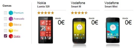 Gama smartphones gratis Vodafone