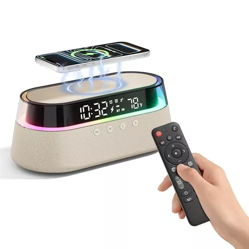 Altavoz Bluetooth Carga Inalambrico Despertador con Mando a Distancia