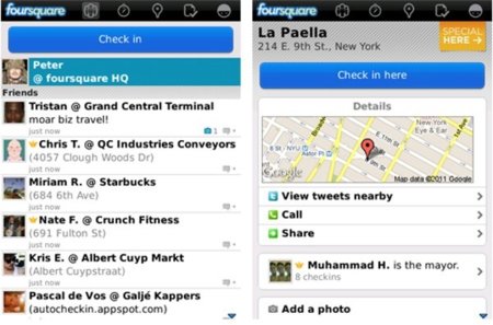 La actualización de Foursquare para BlackBerry ya es oficial