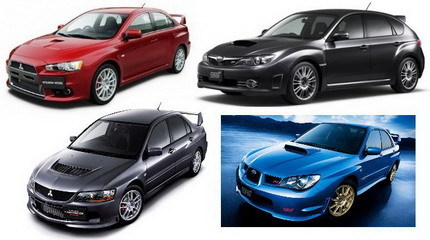 Vídeo de cinco Mitsubishi EVO y Subaru Impreza STI peleándose en un circuito japonés
