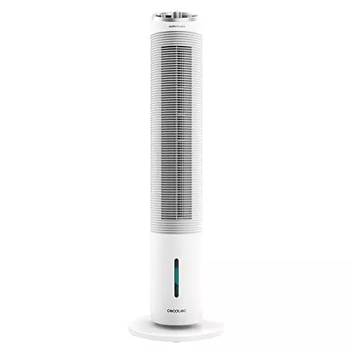 Cecotec Climatizador evaporativo de Torre EnergySilence 2000 Cool Tower. 60 W, Depósito extraíble de 2 litros, 3 Velocidades, Oscilación de 60º, Caudal de Aire de 800 m3/h