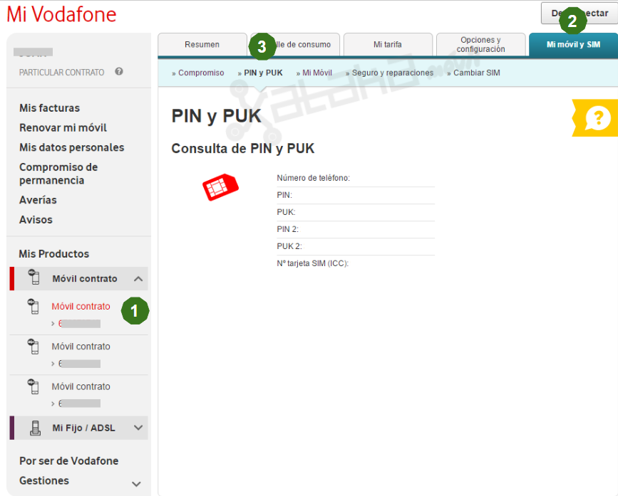 Cómo consultar gratis el PIN o la permanencia desde Mi Vodafone Cómo consultar gratis el PIN o la permanencia desde Mi Vodafone